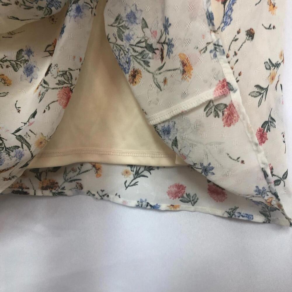 Perceptions Dress Floral Closure Cold Shoulder Puffed Sleeve Back Pleat - Picture 9 of 9